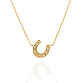 18ct Gold Diamond Equestrian Angled Horseshoe Necklace
