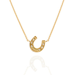 18ct Gold Diamond Equestrian Angled Horseshoe Necklace