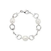 Sterling Silver Equestrian Horse Bit Pearl Bracelet