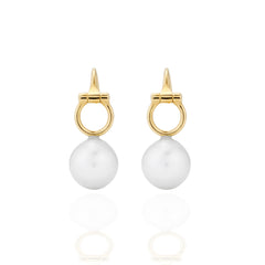 18ct Gold Equestrian Horse Bit Pearl Earrings