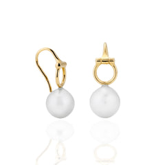 18ct Gold Equestrian Horse Bit Pearl Earrings
