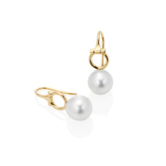18ct Gold Equestrian Horse Bit Pearl Earrings
