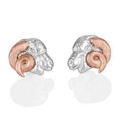 Two Tone Merino Ram 18ct Stud Earrings