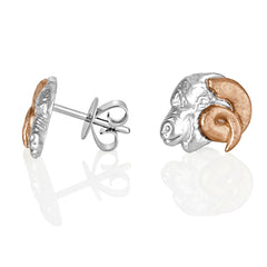 Two Tone Merino Ram 18ct Stud Earrings