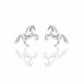 Sterling Silver Equestrian Rearing Horse Earrings