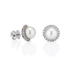 Diamond & Pearl Cluster Earrings 