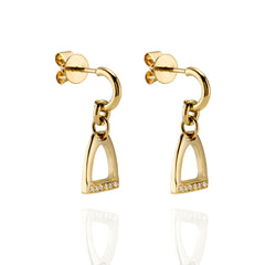 18ct Gold Diamond Horse Stirrup Earrings