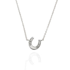 Sterling Silver Equestrian Angled Horseshoe Necklace