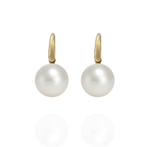 18ct Gold Round South Sea Pearl Earrings
