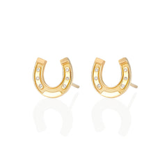 18ct Gold Diamond Equestrian Horse Shoe Earrings