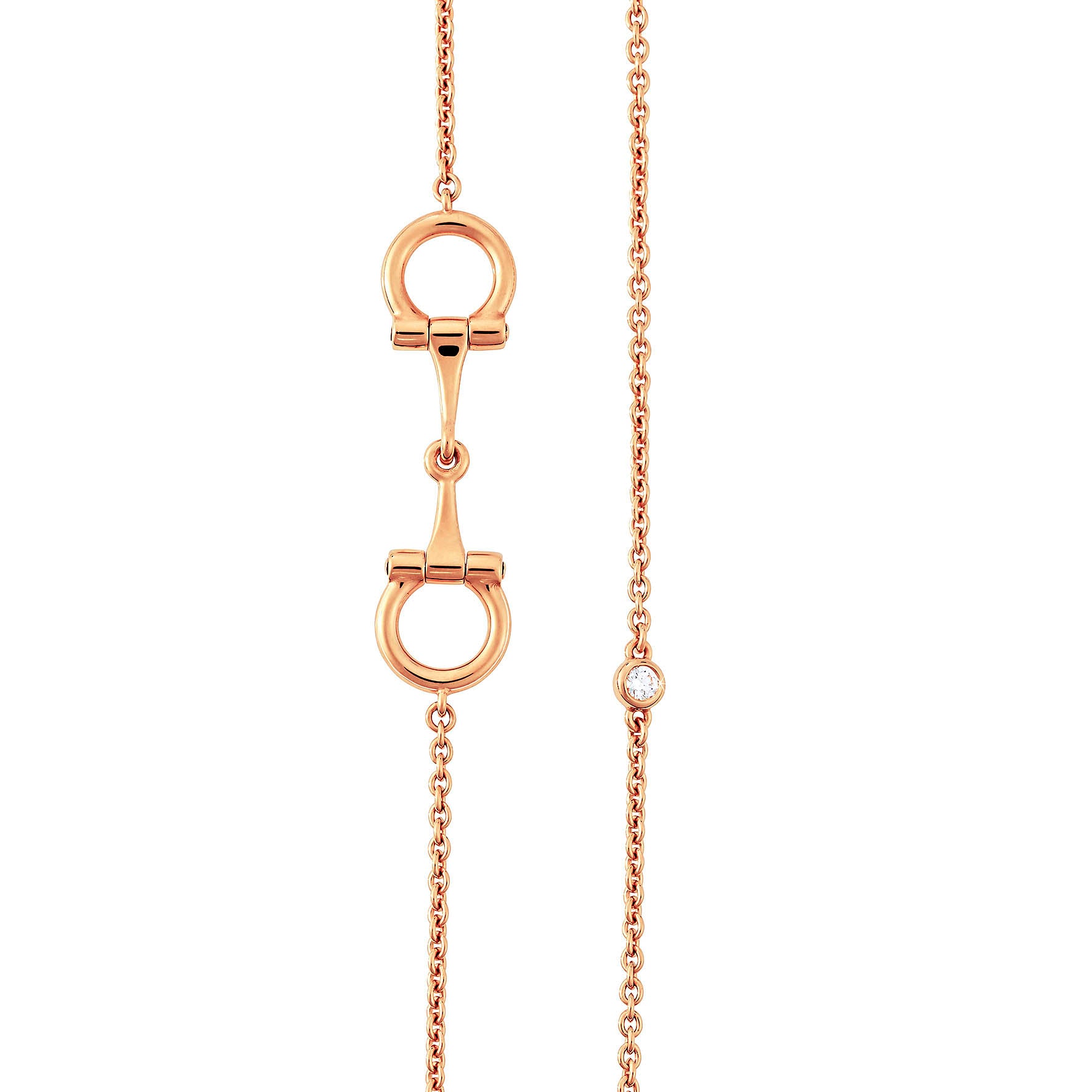 D ring and Diamond Continuous Necklace in 18ct Rose Gold